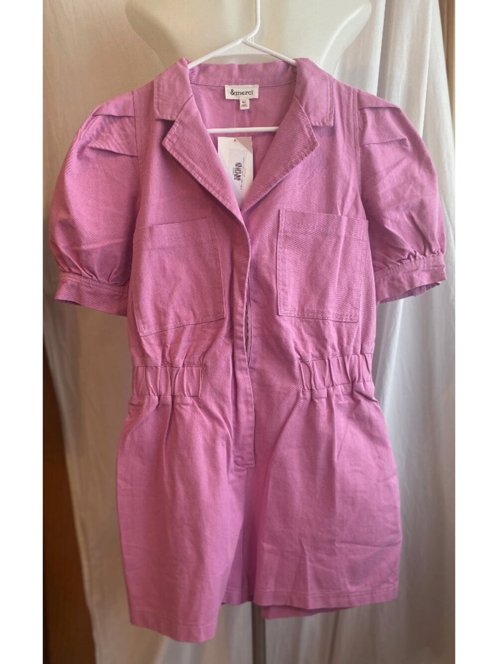 &merci Pink Cotton Utility Romper Cargo Romper Size M NWT